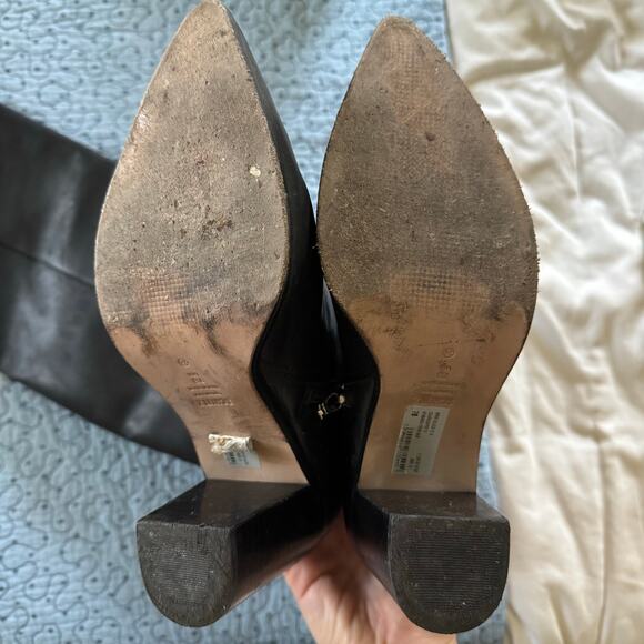 SCHUTZ Mikki Block Over The Knee Boots Black Leather Size 7 Comfort Pointed Toe - Picture 7 of 10